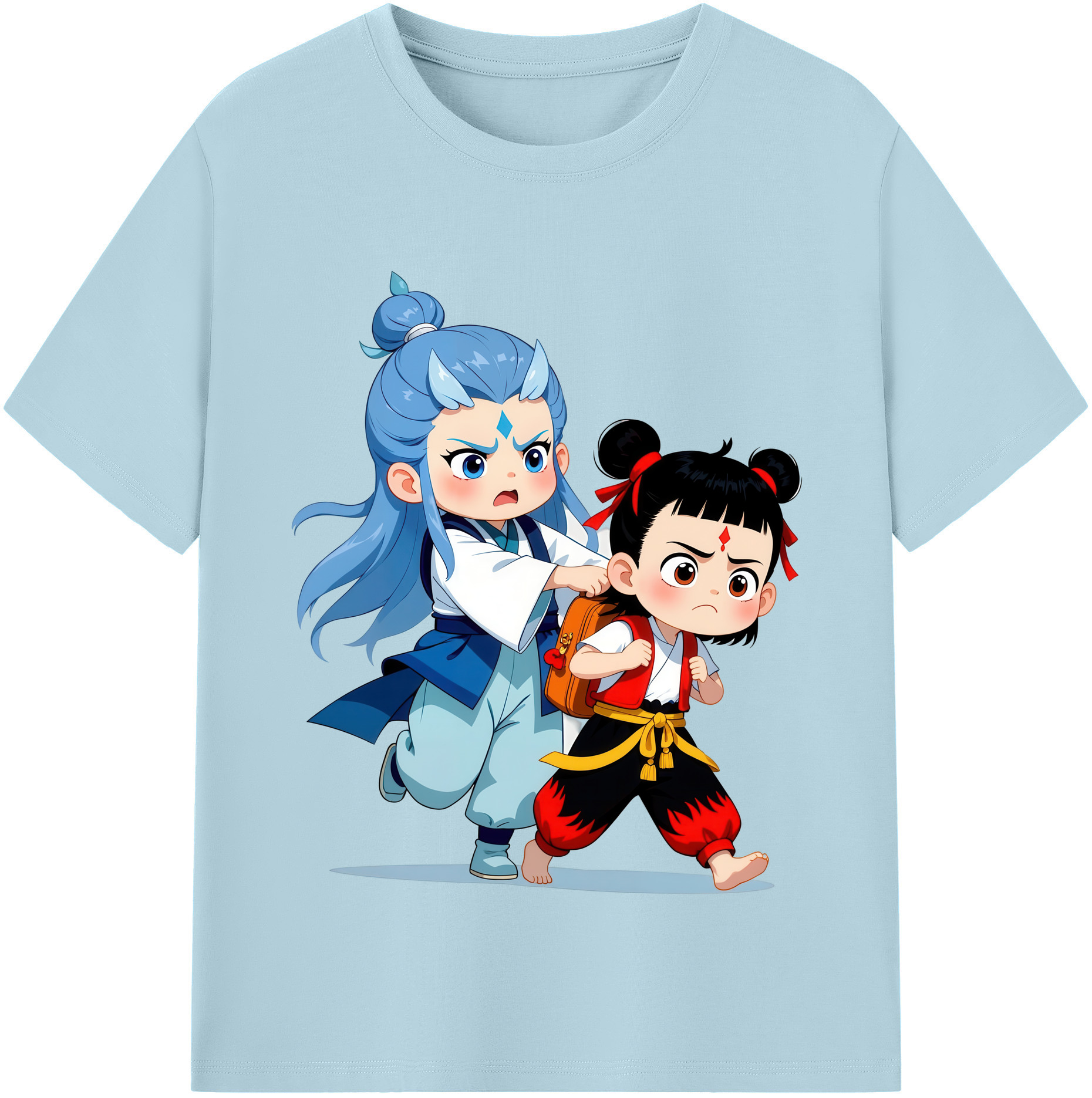 （画像用） Ne Zha 2 ナタ 魔童の大暴れ 綿100％半袖Tシャツ（フロントプリント）